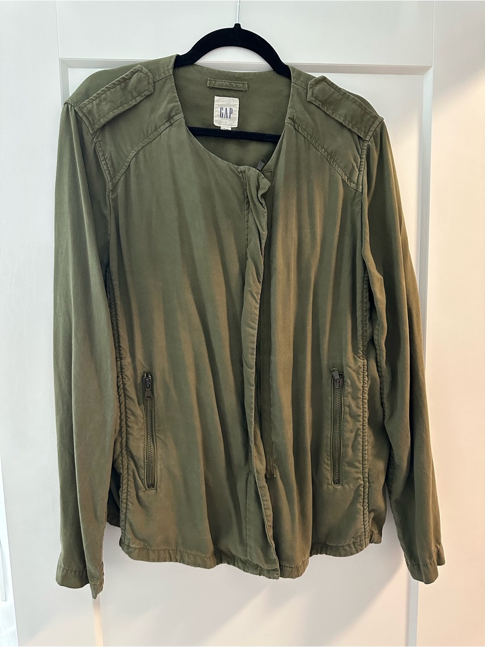 GAP Women's Olive Utility Jacket with Zip Pockets